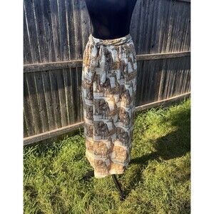 Ann May 100% Silk Safari Print Womens Skirt Size 14